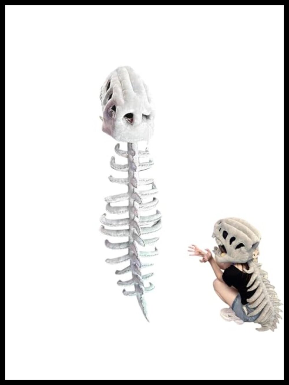 3D Skeleton Dinosaur Halloween Costume Plush Zip-Up Sleeveless Unisex Cosplay